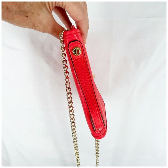 Steve Madden Crossbody Bag Purse Gold Chain Handle Coral Pink Faux Leather NEW - Picture 8 of 14